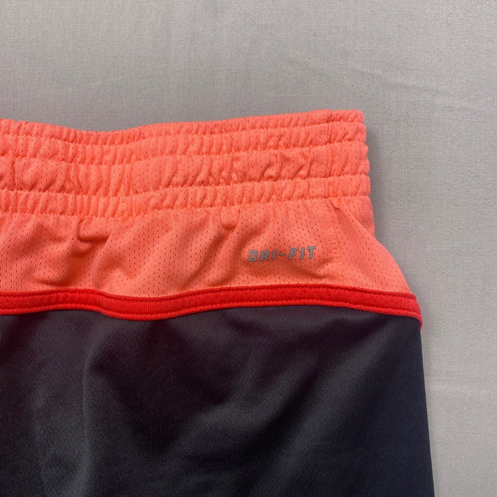 Nike Dri-FIT Running Shorts Womens Medium Black Neon Coral Graphic Athletic - Picture 3 of 12